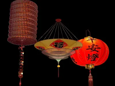 Chinese red lantern  3D model 11
