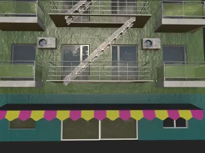 3D Front Of Apartment Model With Texture - High Poly Low-poly 3D model