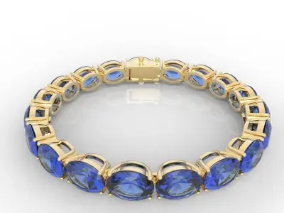 Oval Cut Diamond Tennis Bracelet 3D print model
