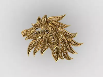 fox lion ready for print 3dm gold silver  3D print model