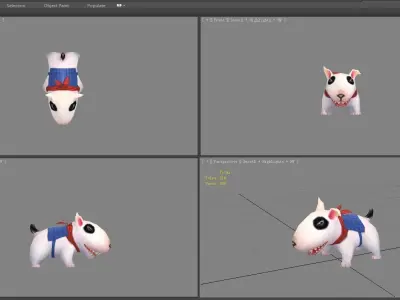 Cartoon bull terrier - puppy dog Low-poly 3D model