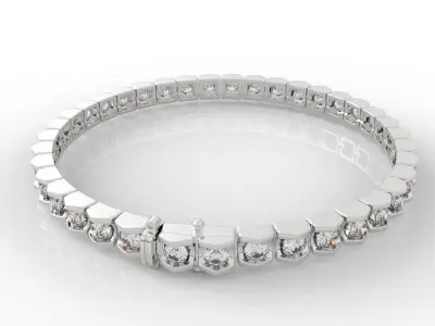 Square Link 10pt Diamond Tennis Bracelet 3D print model