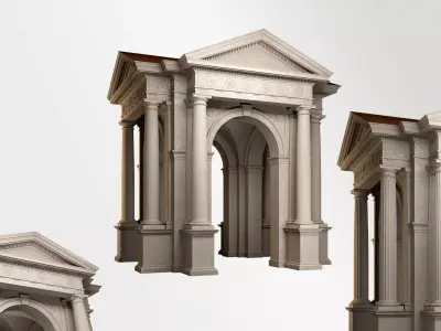 Arched portico in Doric Denticulated column order gazebo 3D model