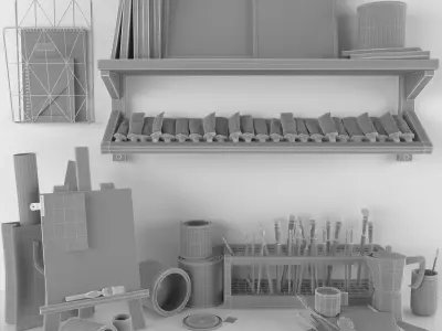 painting set - art workplace 3D model