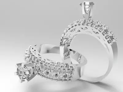 Halo Engagement  jewelry Ring with Cathedral Setting 3D print model