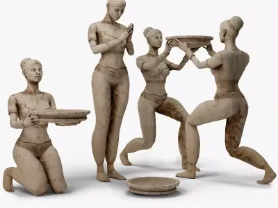 Female Statue with Bowl Low-poly 3D model