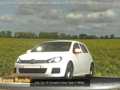 City Cars All Types A B C D E White 3D Model Collection