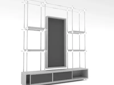 modern tv unit and bookcase Low-poly 3D model