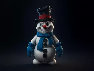 Cheerful Snowman Figurine Winter Decoration Christmas 3D print model