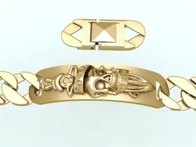 Cuban  Bracelet  - Skull Bracelets - Hip Hop Jewelry - N828915 3D print model