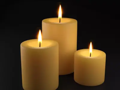 Festive Burning Pillar Candles Low-poly 3D model