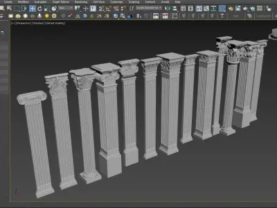 Column Capitals Collection Low-poly 3D model