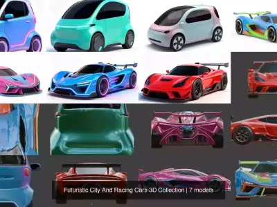 Futuristic City And Racing Cars 3D Collection 3D Model Pack