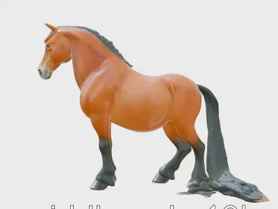 Majestic Bay Friesian Horse 3D Model Low-poly 3D model