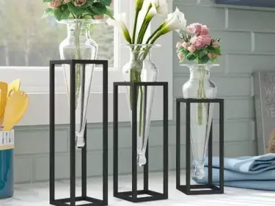 Clear Cockayne 3 Piece Amphora Vase Set 3D model