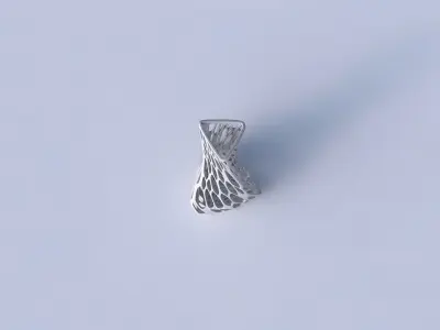 Vase twist puffy triangle with twisted organic lattice 3D print model