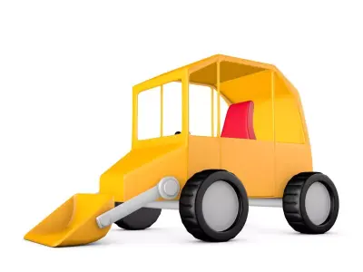 Cartoon Bulldozer Low-poly 3D model