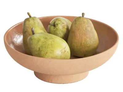 Kieffer pears in ceramic bowl 3D model