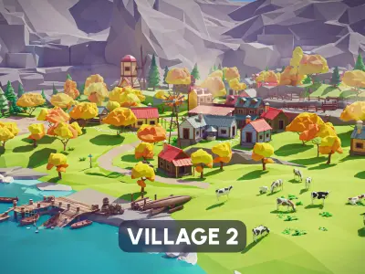 Village 2 Low-poly 3D model