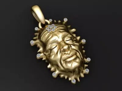 Gold face pendant 3D printable model   3D print model