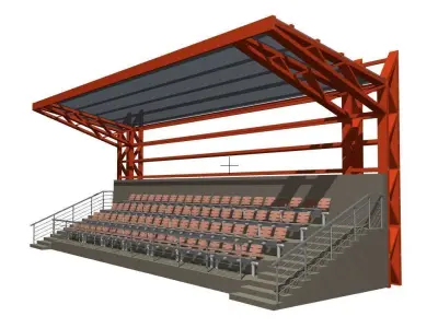 Tribune for football field short 3D model