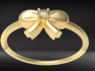 Diamond Ribbon Bow Ring US SZ 7 3D print model