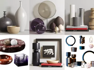 Interior Decor Set - 6 Items 3D model