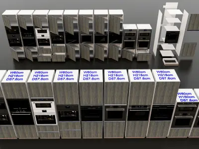 Kitchens and closets library of dynamic blocks Kitchen cabinets Low-poly 3D model