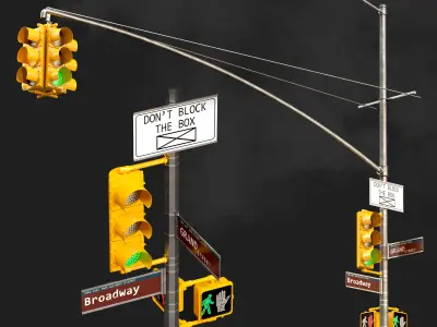 Traffic Light set01 Low-poly 3D model