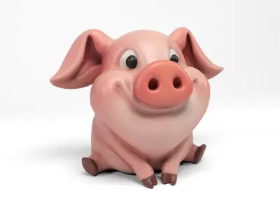 Funny pig 2 Low-poly 3D model