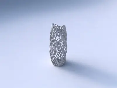 Vase twisted arc hexagon with faceted organic lattice 3D print model