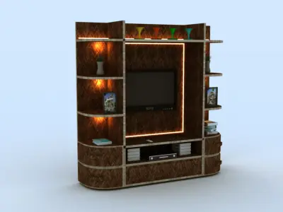 T V Unit minecraft entertainment center Low-poly 3D model