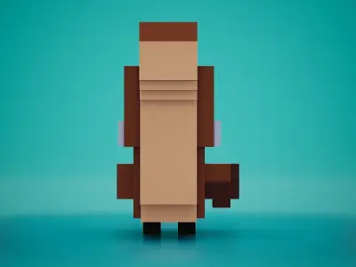 Voxel - Squirrel Low-poly 3D model