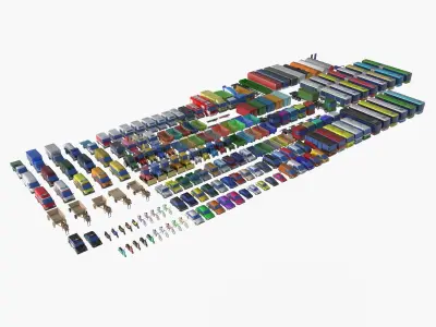 mega collection auto low poly Low-poly 3D model