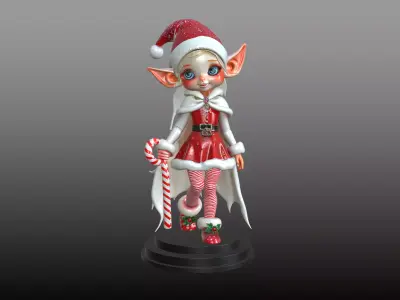 Christmas Elf Girl STL Festive Holiday Figurine 3D print model