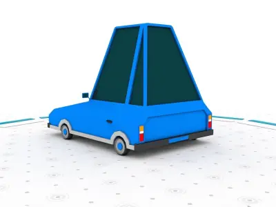 Blue L - Low poly cartoon car 3D model