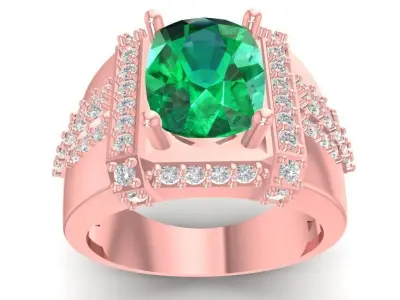 Luxury Oval Emerald Diamond Cocktail Ring for Women  2957 3D print model