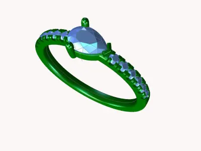ZDR048 amethyst and diamond ring 3D print model