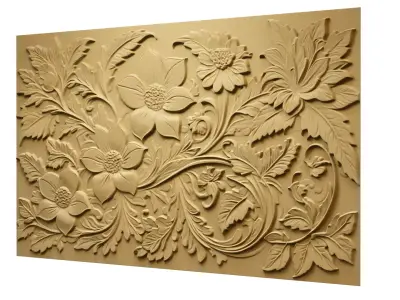 modern panel wall decor set relief stl mural CNC 275 3D model