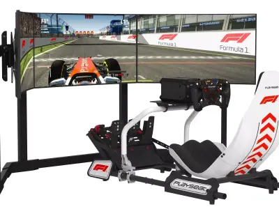 Playseat Formula Instinct F1 Edition Racing Chair and 3 Monitors 3D model