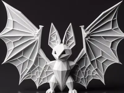 Geometric Low-Poly Bat for Halloween  3D print model