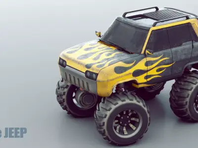 JEEP R-1 Rigged 3D model