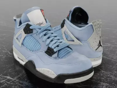 NIKE AIR JORDAN 4 RETRO UNIVERSITY BLUE 3D SHOES Low-poly 3D model