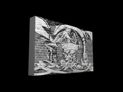  Graffiti wall Low-poly 3D model