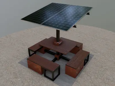 Solar Pergola Type-1 Black and White 3D model