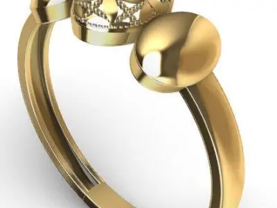 Geometric Harmony Ring  Sacred Symbol Design in Gold  Size 7 3D print model