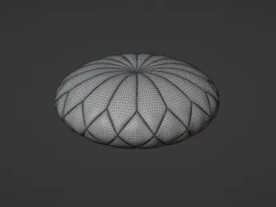 Round decorative black pillow 3D model