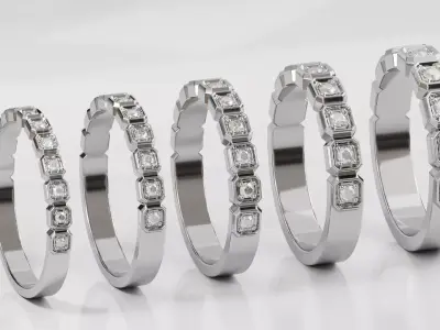 50 CAD Diamond Rings EU46-64 for 3D Print and Casting Free 3D print model
