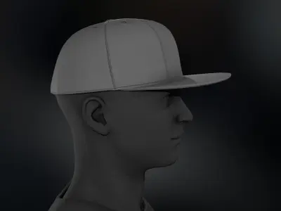 Gray Snapback Cap Low-poly 3D model