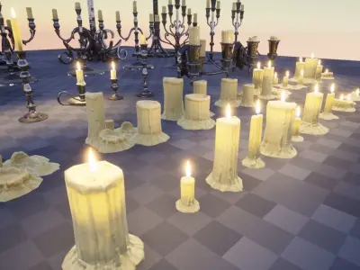 Candle Set candlesticks Low-poly 3D model